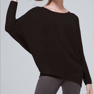 WHBM BLACK RELAXED MODERN DOLMAN TUNIC SWEATER EUC S